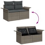 vidaXL Ensemble de Canapés de Jardin 8 Pièces avec Coussins Gris Rattan Acacia