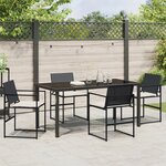 vidaXL Ensemble de Salle à Manger de Jardin 5 Pièces avec Coussins Noir Rotin Synthétique