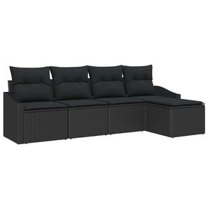 vidaXL Ensemble de salle à manger pour jardin avec coussin 5 Pièces Noir