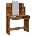 vidaXL Coiffeuse avec lumières LED vieux bois 96x40x142 cm