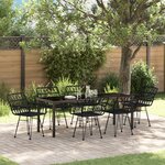 vidaXL Ensemble de dîner de jardin 7 pièces Rattan Poly Noir
