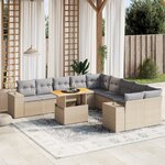 vidaXL Salon de jardin 11 Pièces avec coussins beige résine tressée