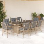 vidaXL Ensemble à manger de jardin et coussins 9 Pièces mélange beige