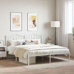 vidaXL Cadre de lit métal sans matelas et tête de lit blanc 160x200 cm