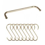 Fixation métal dorée 15 4 x 3 cm + 8 crochets en S