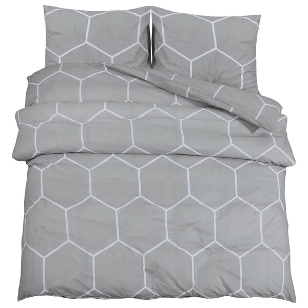 vidaXL Ensemble de housse de couette Gris 200x220 cm Coton