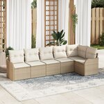 Ensemble de canapé de jardin 6 pièces avec coussins en poly rotin beige vidaXL