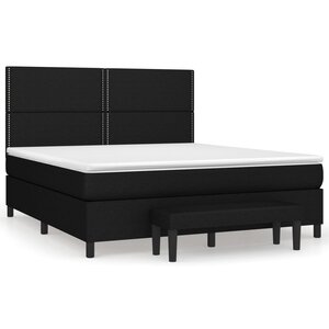 vidaXL Sommier à lattes de lit avec matelas Noir 160x200 cm Tissu