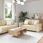 Ensemble de canapé 3 pièces vidaXL avec coussins en tissu crème
