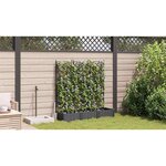 vidaXL Bac à fleurs avec Treillis 3 Pièces Noir 120 x 40 x 125.5 cm PP