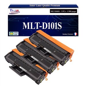 T3AZUR - 3x Toners compatibles avec Samsung MLT-D101S pour Samsung SCX3400 SCX3400F SCX3401 SCX3405 SCX3405F SCX3405FW SCX3405W SF760P