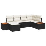 Set de canapé de jardin vidaXL 6 pièces avec coussins Noir poly rattan acacia