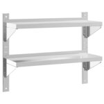 vidaXL Étagère murale 2 niveaux 75x23 5x60 cm argenté acier inoxydable