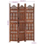 vidaXL Cloison de séparation 3 panneaux Marron 120x165cm Bois manguier