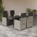 vidaXL Ensemble à manger de jardin et coussins 5 Pièces gris clair rotin