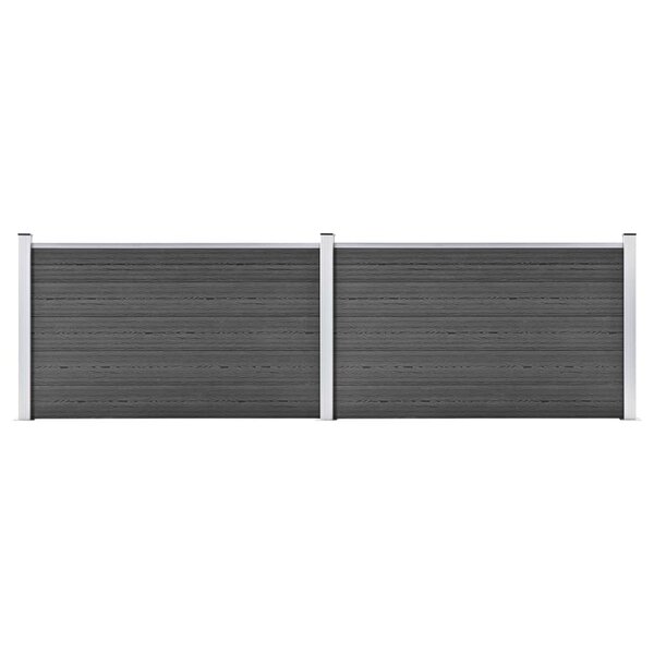 vidaXL Ensemble de panneau de clôture WPC 353x105 cm Noir
