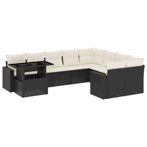 vidaXL Salon de jardin 10 Pièces avec coussins noir résine tressée
