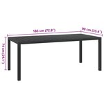 vidaXL Table de jardin Noir 185 x 90 x 74 cm Aluminium et WPC