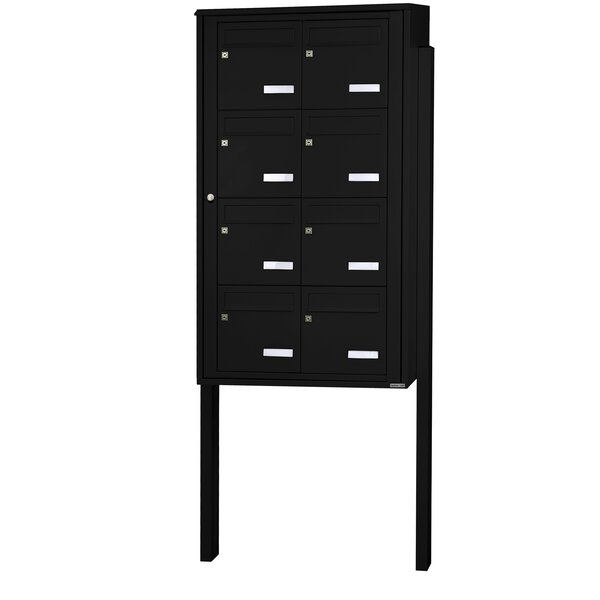 Bloc collectif Leabox 2x4 grade 3 simple face Extérieur sur pieds à sceller Noir 9005 finition brillante