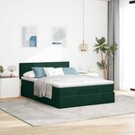 vidaXL Cadre de lit ottoman avec matelas vert foncé 140x190 cm velours