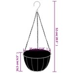 vidaXL Jardinières suspendues 4 Pièces avec doublure coco Noir Ø 35x52 cm
