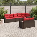 vidaXL Salon de jardin 8 Pièces avec coussins marron résine tressée