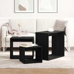 vidaXL Table Gigogne 3 Pièces Chêne noir Bois d'ingénierie