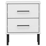 vidaXL Table de chevet avec pieds en métal Blanc Bois pin massif OSLO