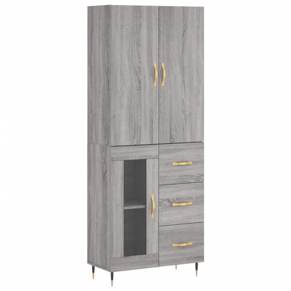 vidaXL Buffet haut Sonoma gris 69 5x34x180 cm Bois d'ingénierie