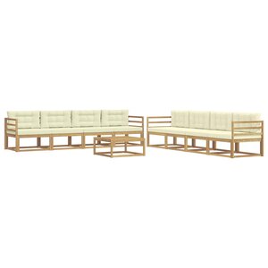 vidaXL Ensemble de canapés d'extérieur 9 pc Blanc et crème Polyester