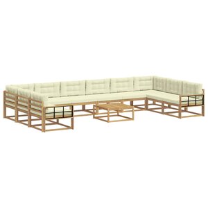 vidaXL Ensemble de canapés d'extérieur 11 pc Blanc et crème