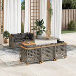vidaXL Salon de jardin 6 Pièces avec coussins gris résine tressée
