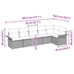 vidaXL Ensemble de Canapés de Jardin 6 Pièces avec Coussins Marron Rattan Poly