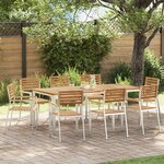 vidaXL Chaise de jardin 8 Pièces Marron 56 x 54.5 x 87 cm Teck massif