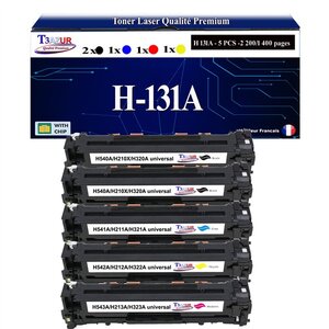 T3AZUR - 5x Toners compatibles avec 131X pour HP LaserJet Pro 200 color M251 M251N M251NW MFP-M276 MFP-M276N MFP-M276NW
