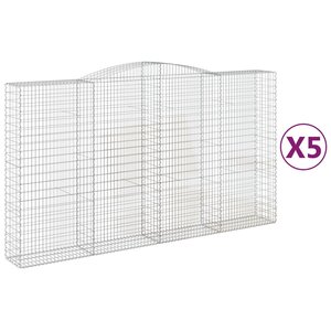 vidaXL Paniers à gabions arqués 5 Pièces 400x50x220/240 cm Fer galvanisé