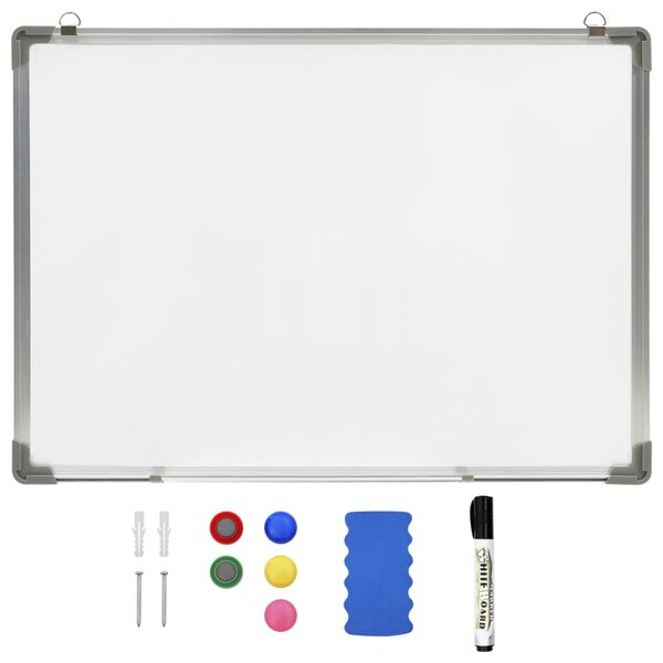 Tableau magnétique panneau écriture école maison bureau effaçable à sec 90 x 60 cm acier blanc 02_0045451