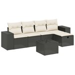 vidaXL Salon de jardin 6 Pièces avec coussins noir résine tressée