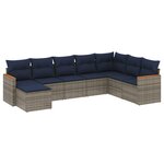 vidaXL Salon de jardin 8 Pièces avec coussins gris résine tressée