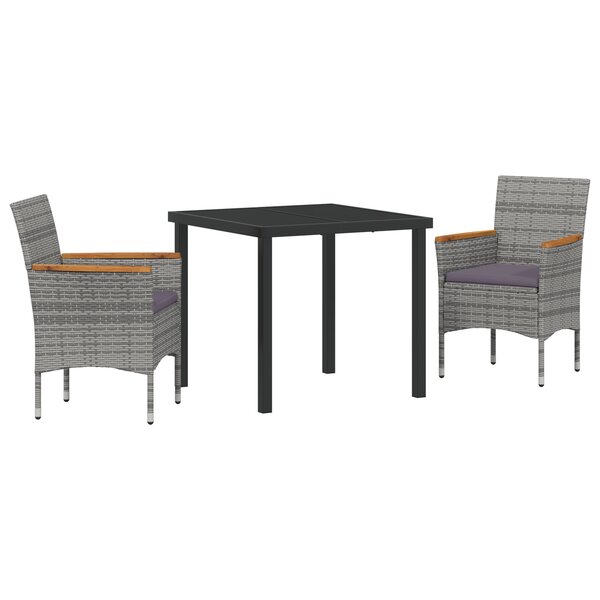 vidaXL Ensemble de salle à manger jardin 3 pièces gris poly rattan