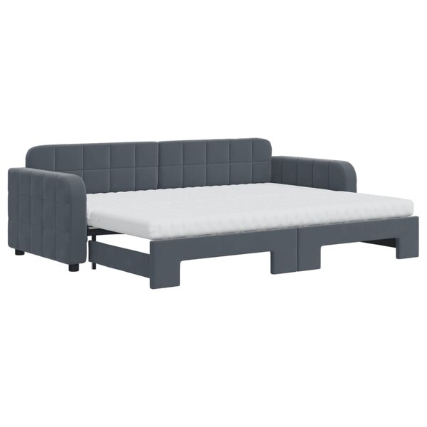 vidaXL Lit de jour avec gigogne et matelas gris foncé 80x200cm velours