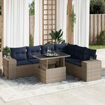 vidaXL Salon de jardin avec coussins 7 Pièces gris résine tressée acacia