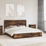 vidaXL Lit de Rangement Chêne fumé 180 x 200 cm Bois d'ingénierie