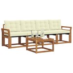 vidaXL Ensemble de canapés d'extérieur 5 Pièces Naturel et Crème
