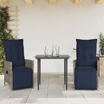 vidaXL Lot de 2 chaises de jardin inclinables avec coussins en résine tressée grise