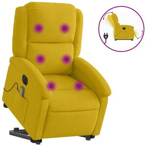 vidaXL Fauteuil inclinable de massage électrique jaune velours