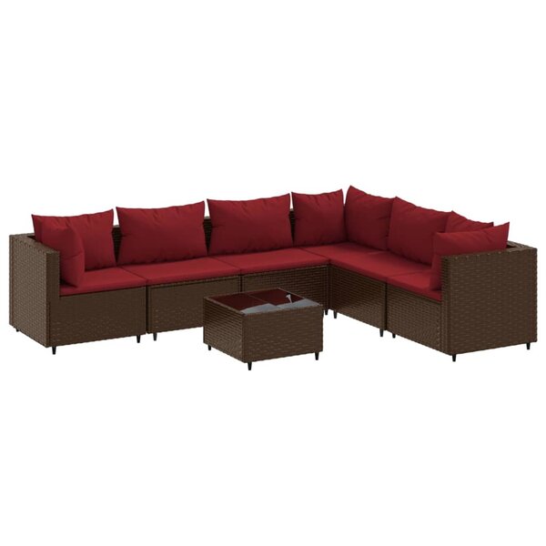 vidaXL Salon de jardin avec coussins 7 Pièces marron résine tressée