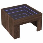vidaXL Table basse avec LED infini chêne marron 50x50x30 cm