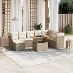 vidaXL Salon de jardin avec coussins 9 Pièces beige résine tressée