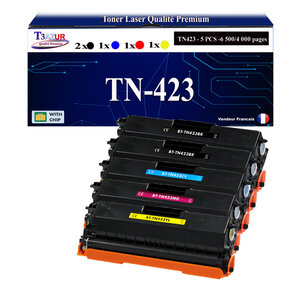 T3AZUR - 5x Toners compatibles avec Brother TN421  TN423 pour  Brother HL-L8260CDW HL-L8360CDW DCP-L8410CDN DCP-L8410CDW MFC-L8690CDW MFC-L8900CDW